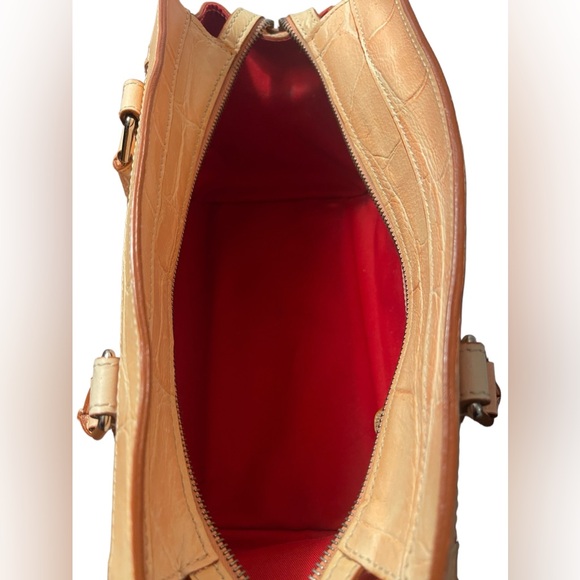 Vintage Dooney & Bourke Peach Medium Side Pocket Satchel Hand Bag Made In Italy - Picture 14 of 15